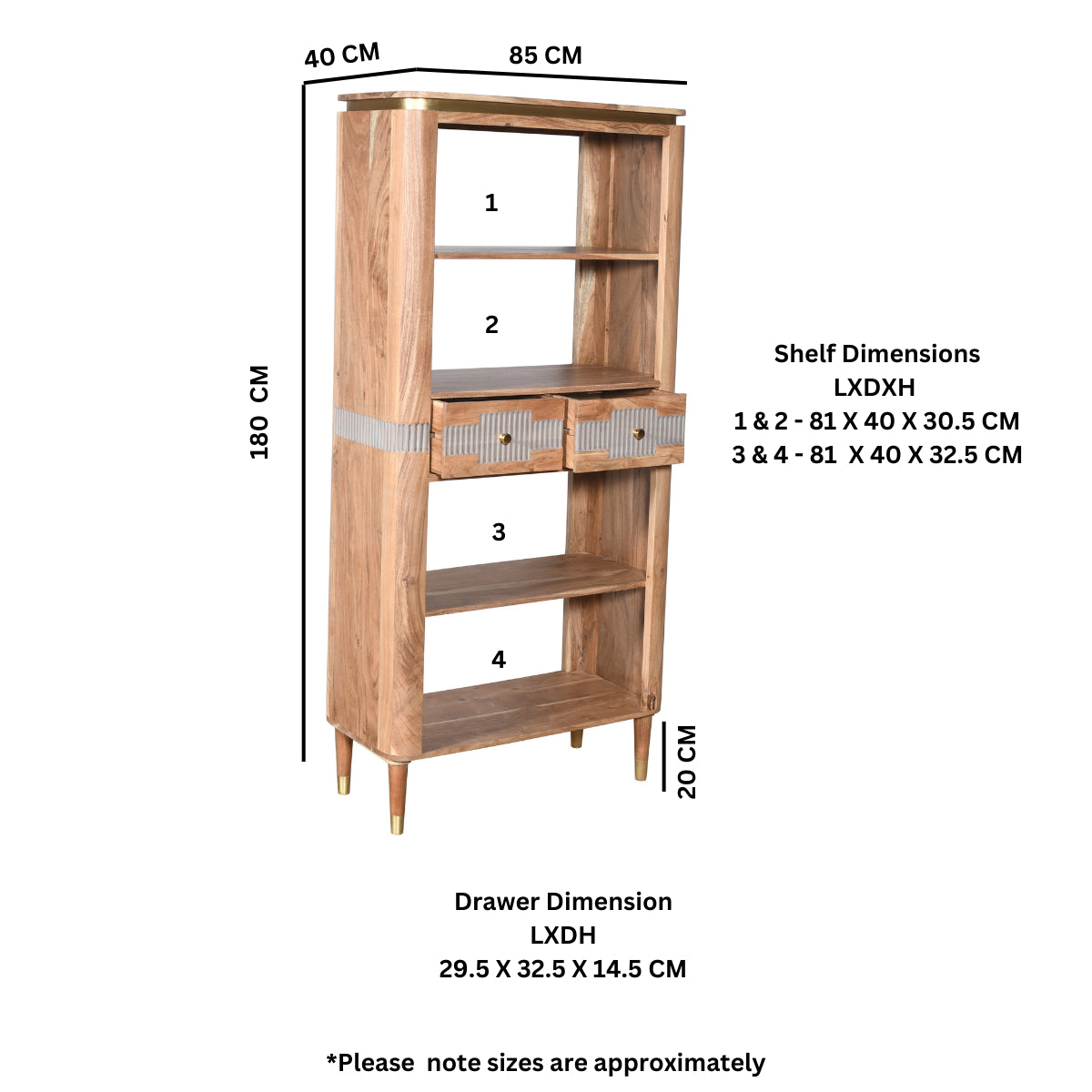 Baku Range 2 Drawers Open Bookcase