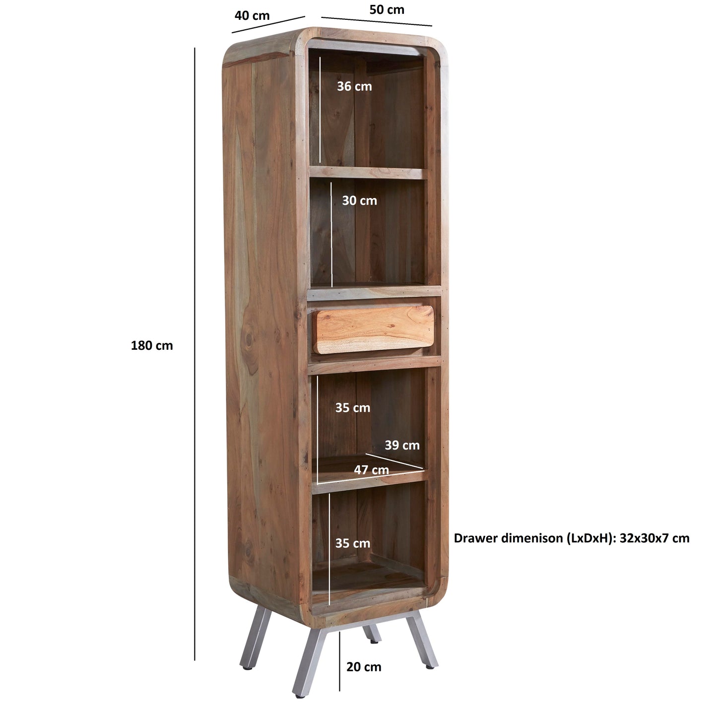 Jodhpur Jewel Narrow Bookcase & 1 Drawer