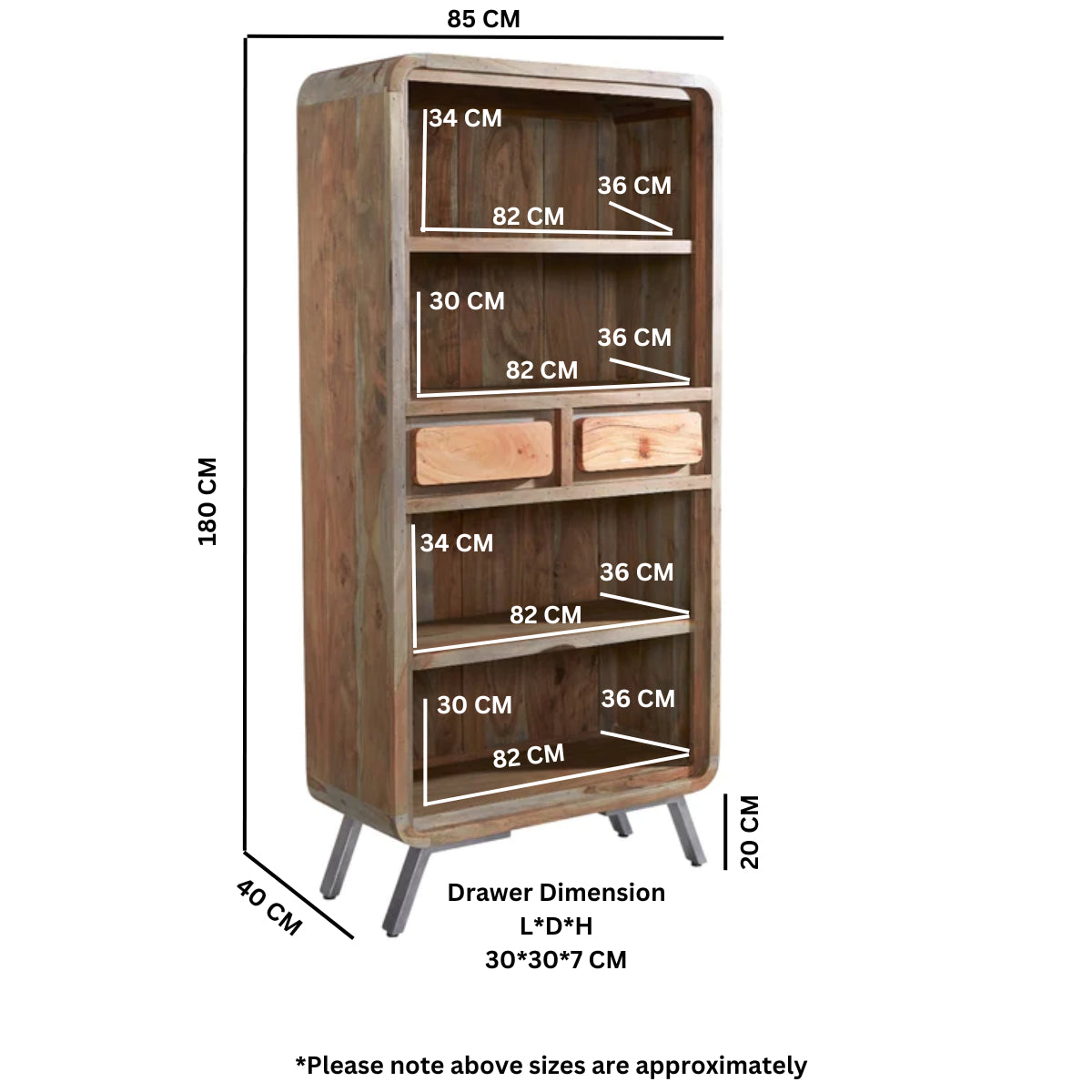 Jodhpur Jewel Large Bookcase & 2 Drawer