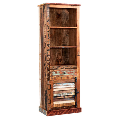 Reclaimed Style Narrow Bookcase 1 Drawer & 1 Door