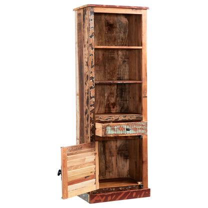 Reclaimed Style Narrow Bookcase 1 Drawer & 1 Door