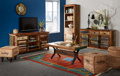 Reclaimed Style Narrow Bookcase 1 Drawer & 1 Door