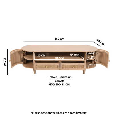 Franch Collection Cane 2 Drawers Tv Cabinet