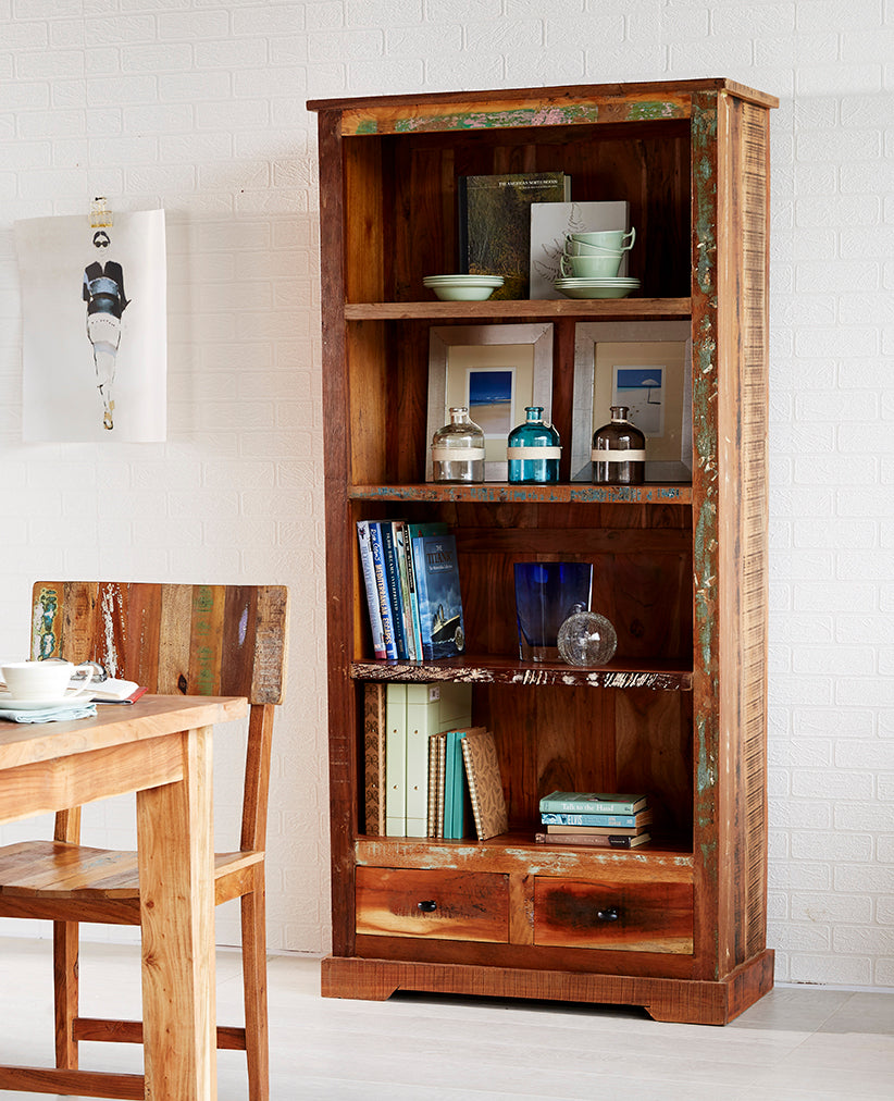 Reclaimed Style Large 2 Drawer Bookcase