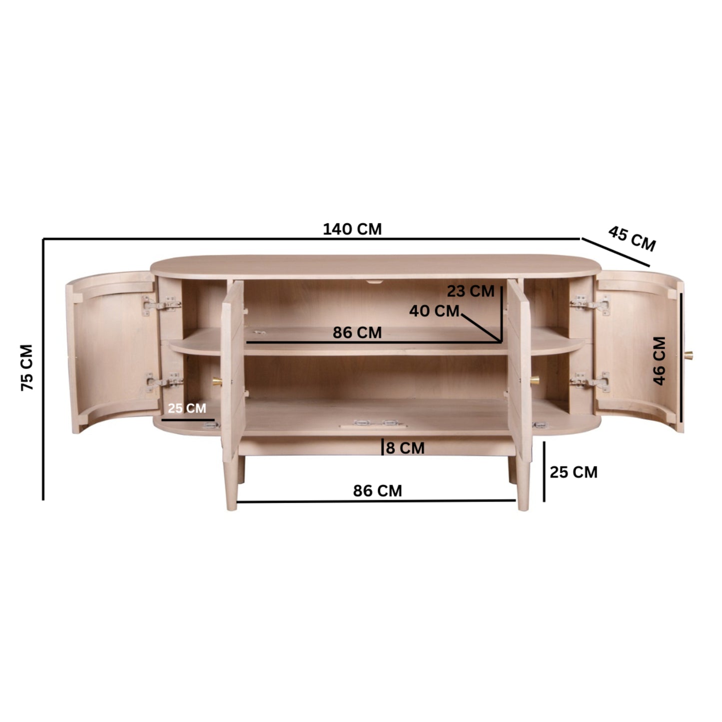 Franch Collection Cane 4 Doors Sideboard