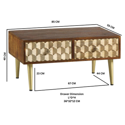 CNC Contemporary Coffee Table With 2 Drawers