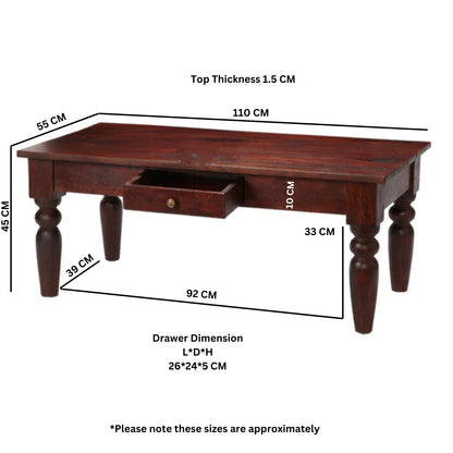 Maharaja Dark Coffee Table With 1 Drawer