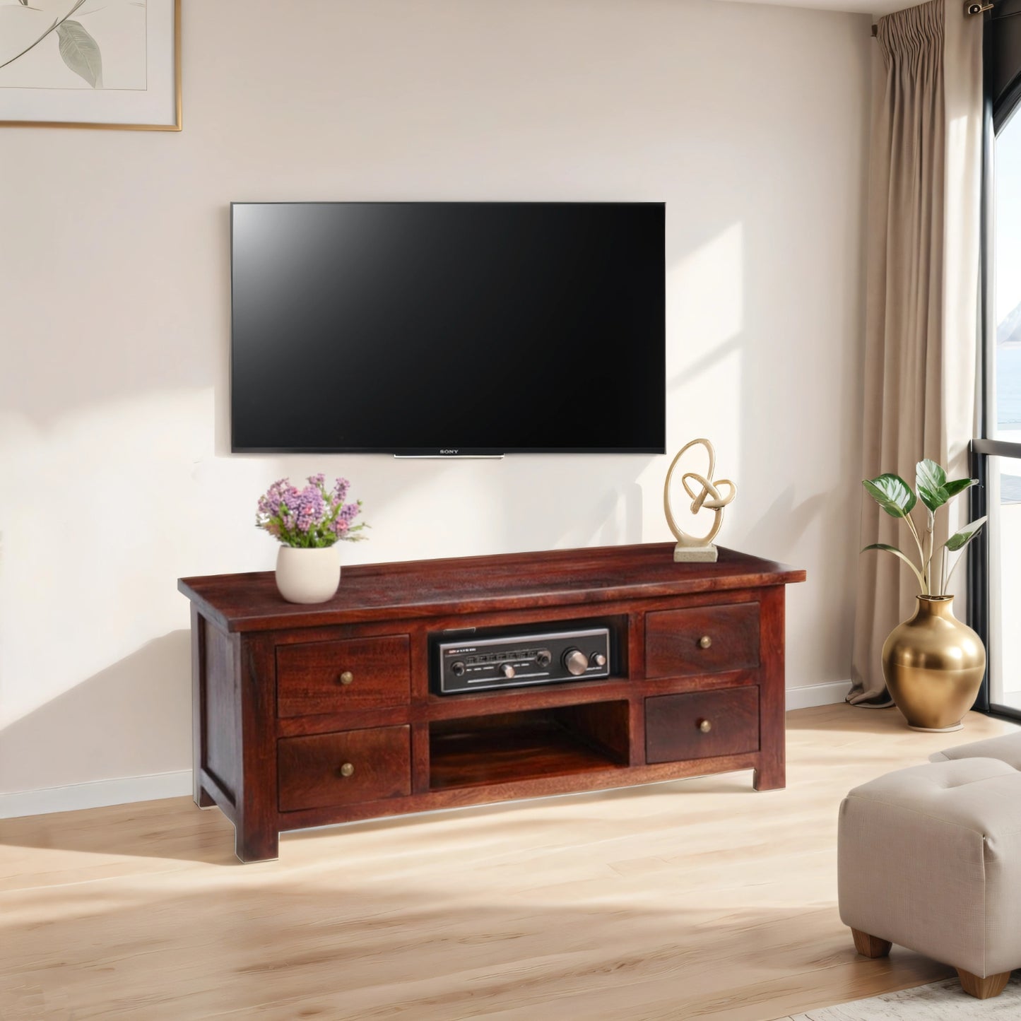 Maharaja Dark Tv Cabinet With 4 Drawer