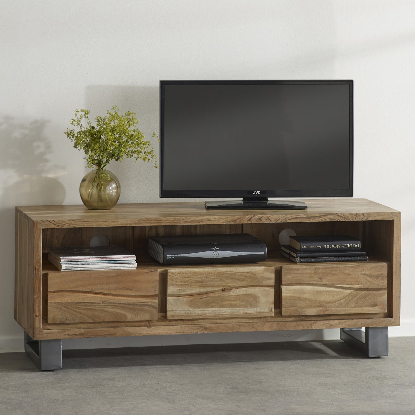 Live Edge Live Style Media Unit With 3 Drawer