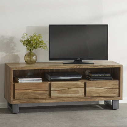 Live Edge Live Style Media Unit With 3 Drawer