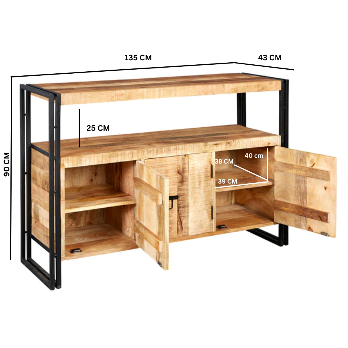 Industrial Range 3 Door Sideboard