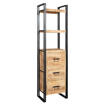 Industrial Range Slim 3 Drawer Bookcase