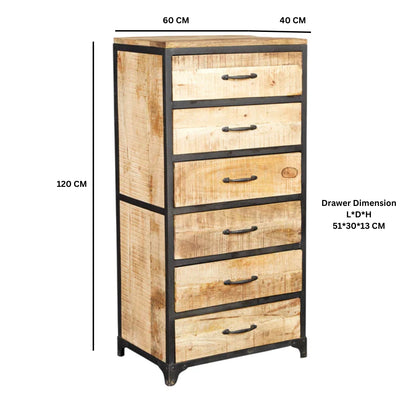 Industrial Range Tall 6 Drawer Chest