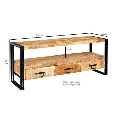 Industrial Range Large Tv Plasma Stand With 3 Drawer