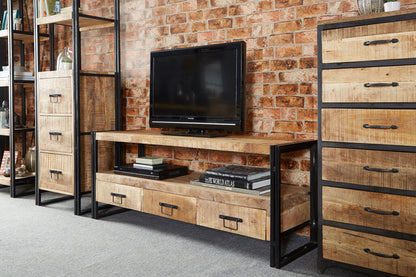 Industrial Range Large Tv Plasma Stand With 3 Drawer