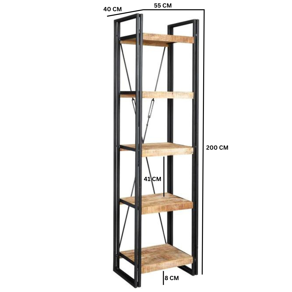 Industrial Range Slim Open Bookcase