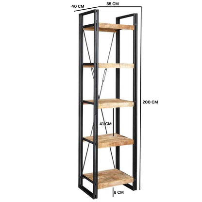 Industrial Range Slim Open Bookcase