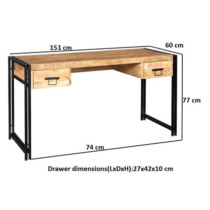 Industrial Range Writing Desk With 2 Drawer