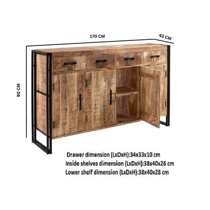 Industrial Range Extra Large Sideboard 3 Drawer & 3 Door