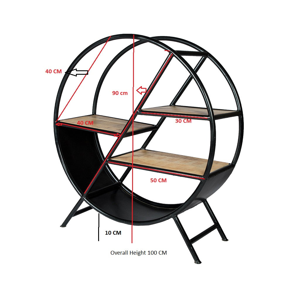 Industrial Range Round Open Bookcase