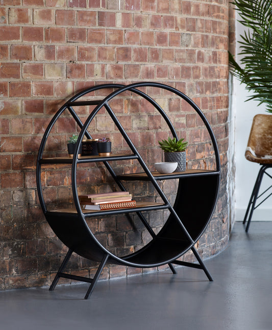 Industrial Range Round Open Bookcase