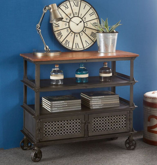 Urban Industrial Console Table With 2 Door