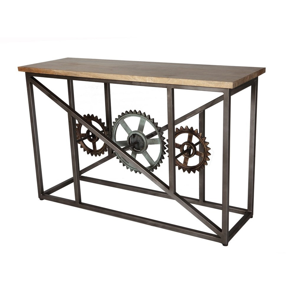 Urban Industrial Console Table With Wheels