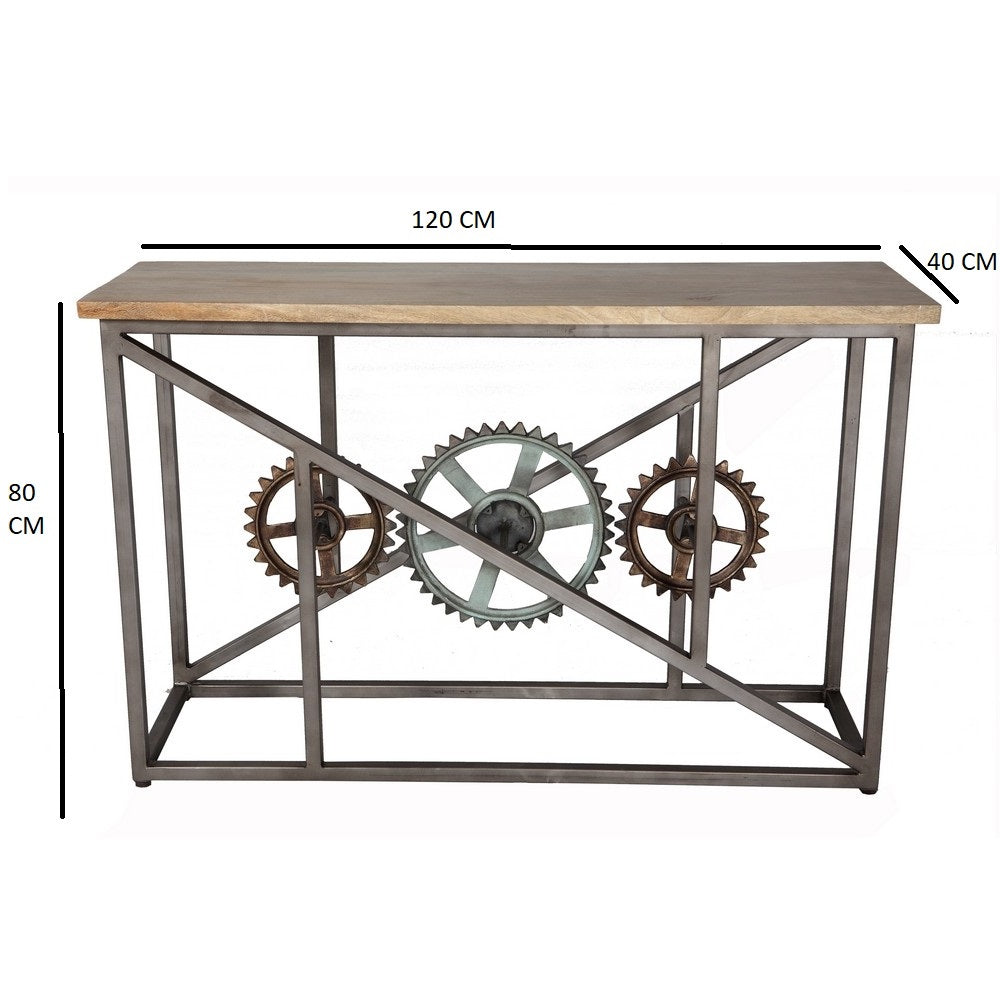 Urban Industrial Console Table With Wheels