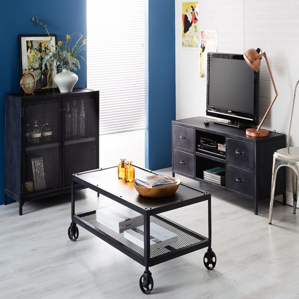 Industrial Range Iron 4 Drawer Tv Unit