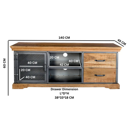 Industrial Range 2 Drawer & 2 Door Tv Media Unit