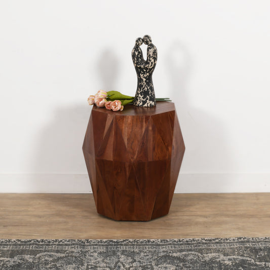 Artisanal End Side Table Octagon Top, 
Dark Brown