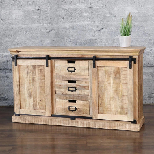 Industrial Range Sideboard Double Sliding Doors Vintage