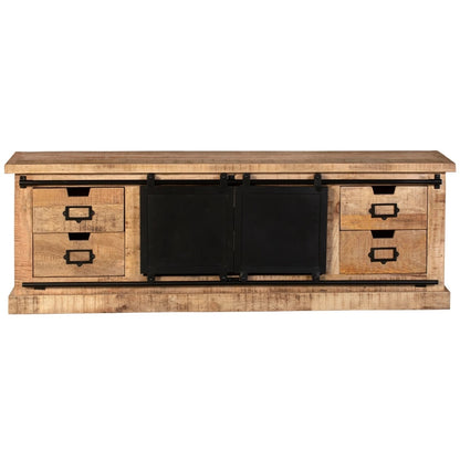 Industrial Range 4 Drawer TV Board With Iron Sliding Doors Design