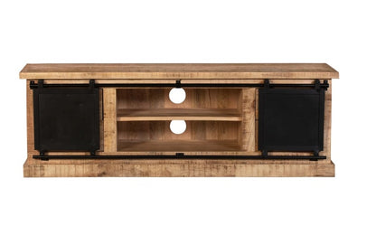 Industrial Range 4 Drawer TV Board With Iron Sliding Doors Design
