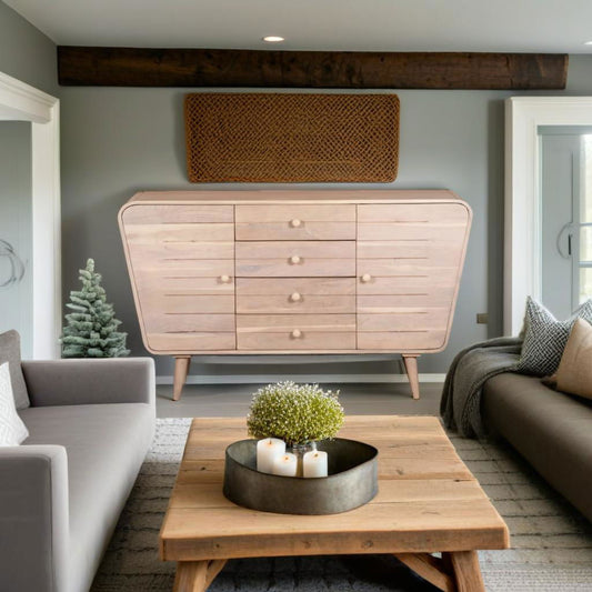 Stylish Gray Sideboard with 4 Drawer & 2 Doors