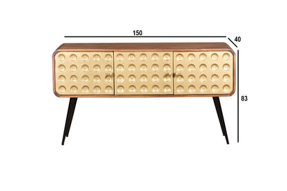 3D Stylish Golden 3 Door Console Table