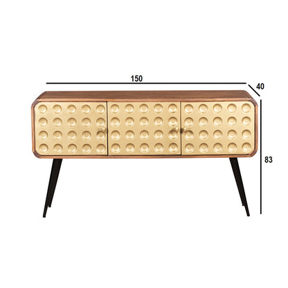 3D Stylish Golden 3 Door Console Table