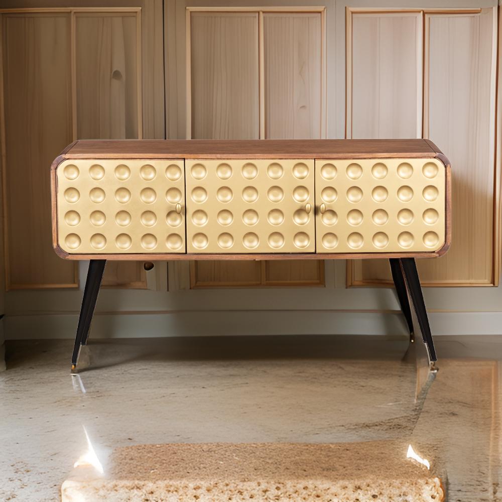 3D Stylish Golden 3 Door Console Table