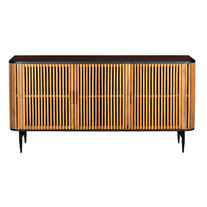 Stylish Round Sideboard With Grooved Front