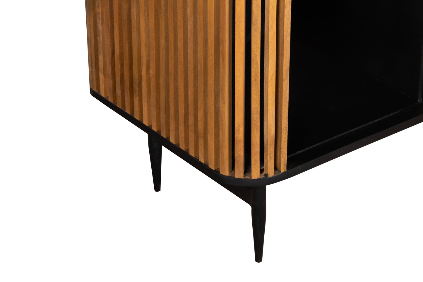 Stylish Round Sideboard With Grooved Front