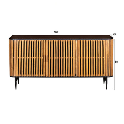 Stylish Round Sideboard With Grooved Front