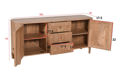 Heritage Oak 2 Door Large Sideboard With Storage