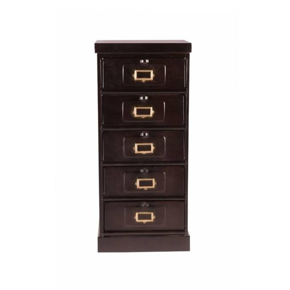 Antique Brown Modern Industrial 5 Drawer Chest