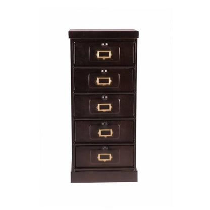 Antique Brown Modern Industrial 5 Drawer Chest