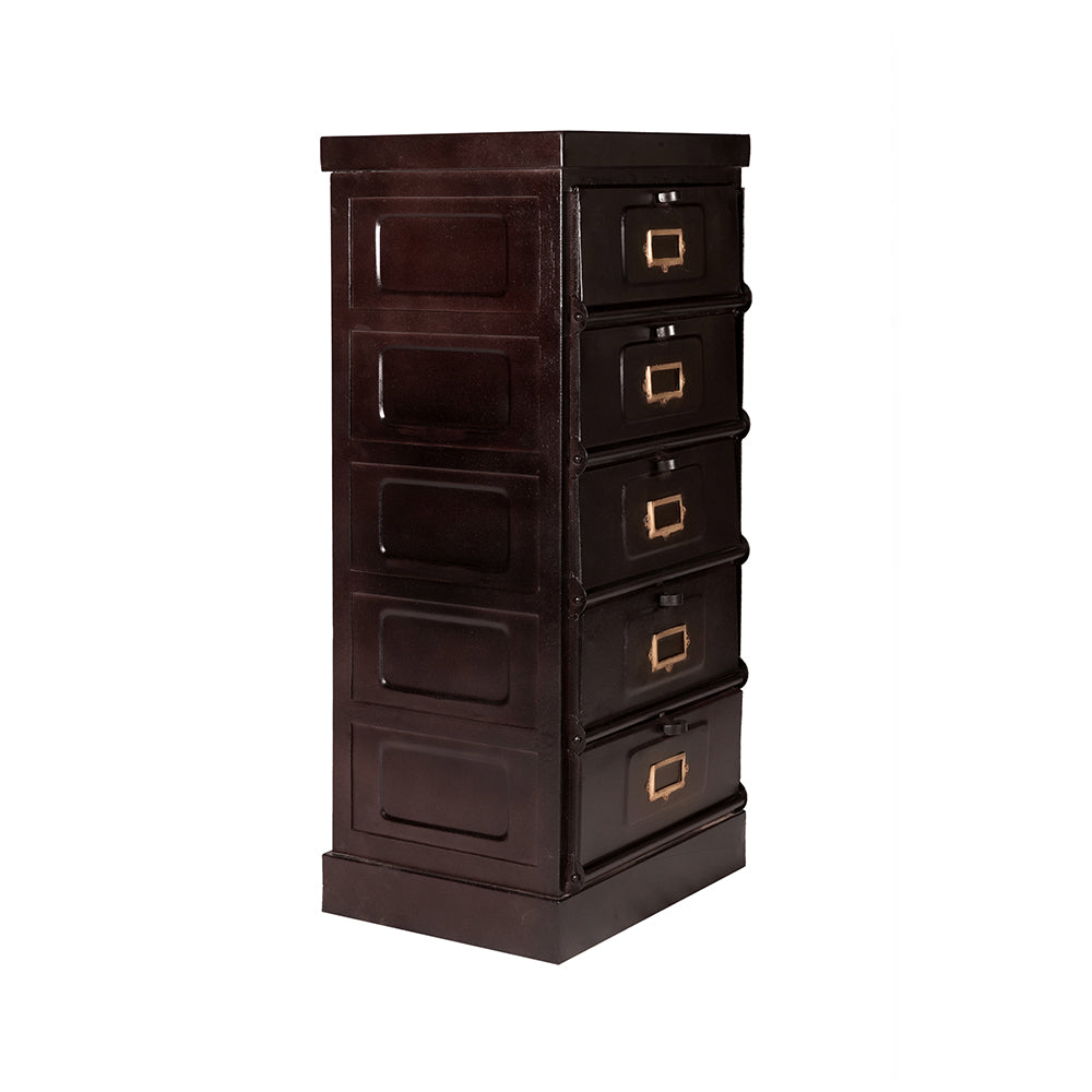 Antique Brown Modern Industrial 5 Drawer Chest