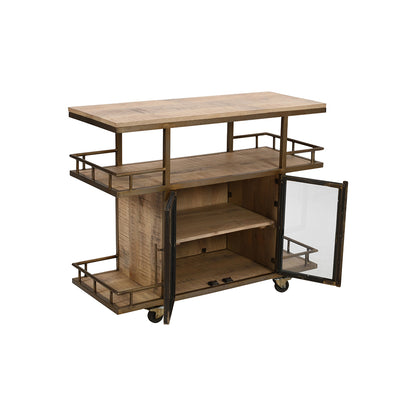 Bar Cart & Wine Trolley With Double Door Storage