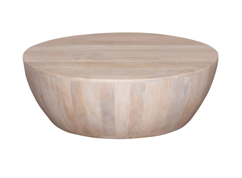 Round Drum Coffee Table White Finish