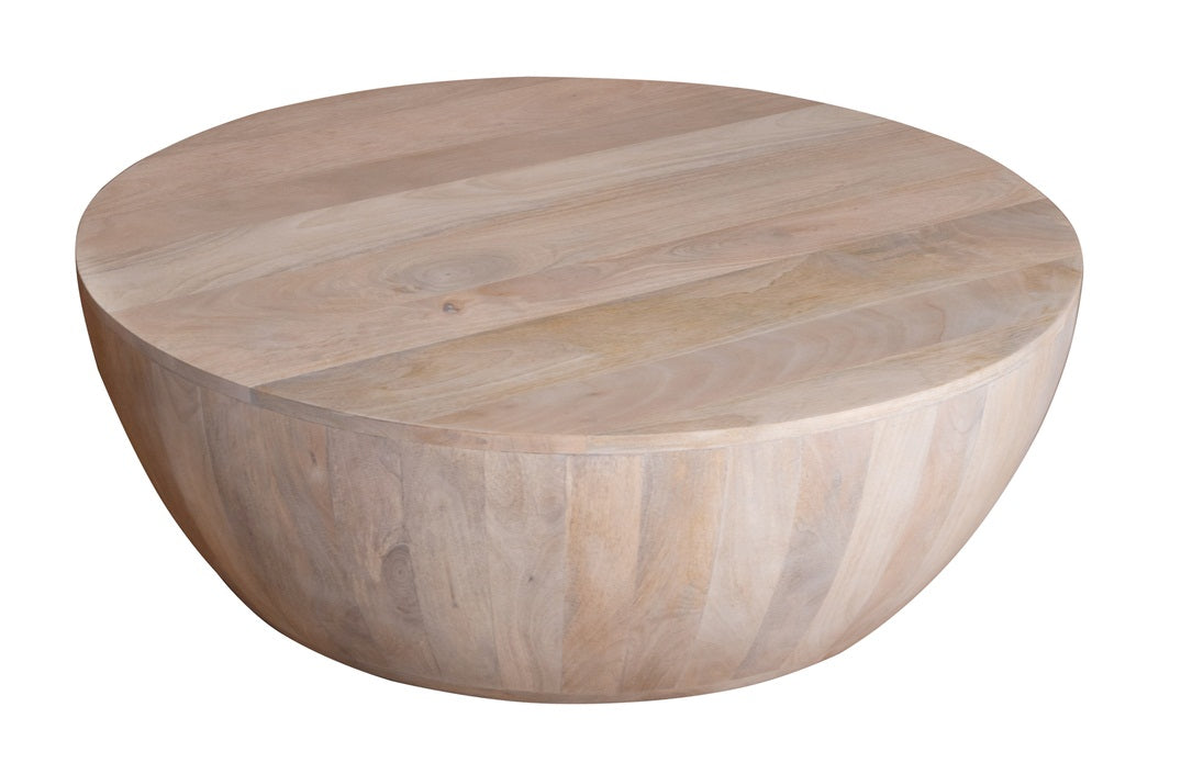 Round Drum Coffee Table White Finish