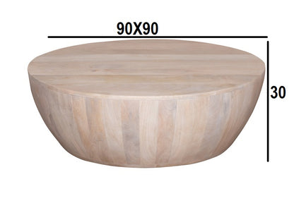 Round Drum Coffee Table White Finish