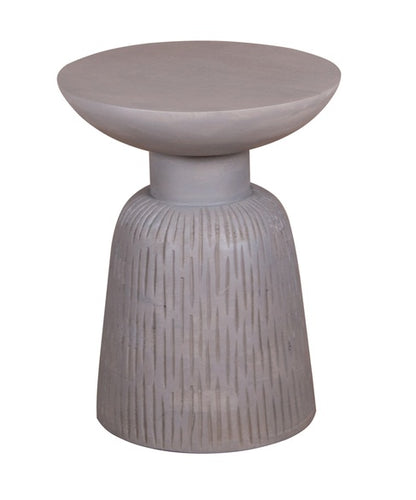 Round End Table Gray Finish